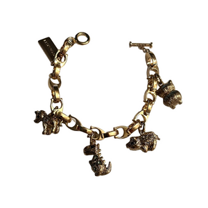Authentic Coach Charm Toggle Bracelet Dinosaur, Pig, Owl, Unicorn and Coach Tag